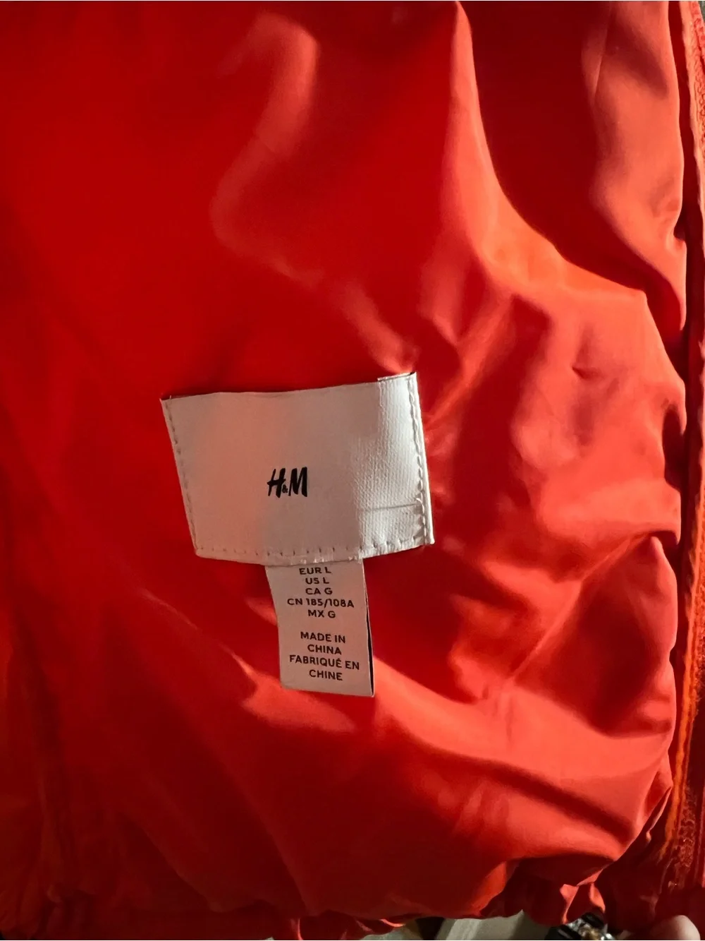 H&M Bright Orange Quilted Hooded Puffer Jacket